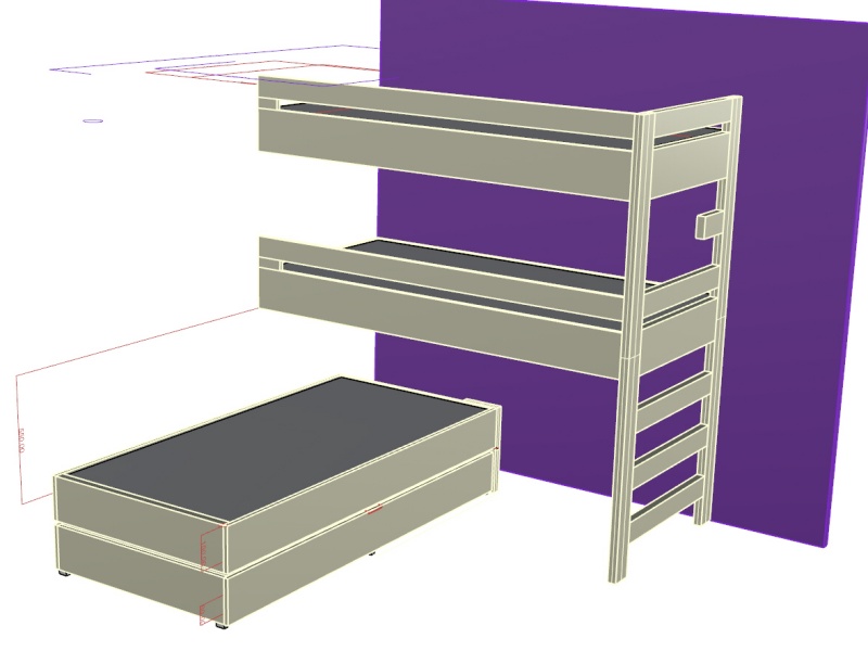 Modélisation 3D des 4 lits