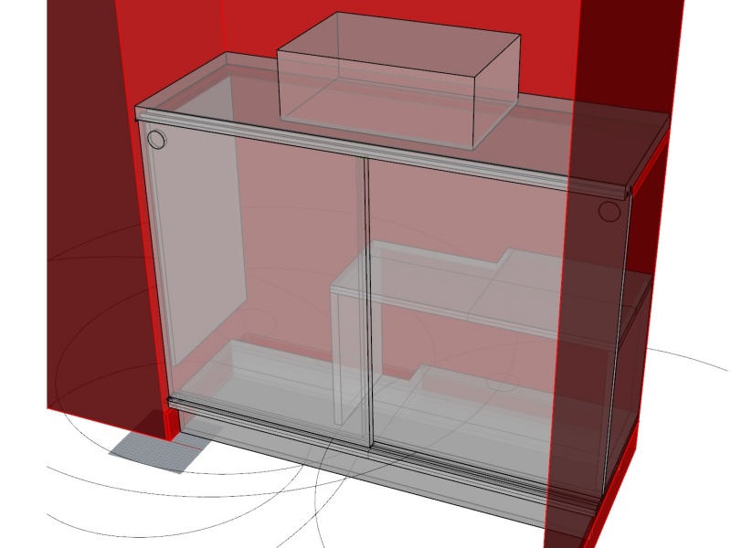 3D de la conception de ce meuble entièrement démontable sans outil.