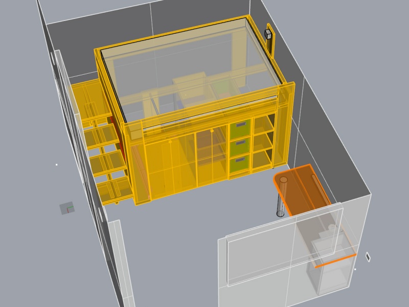 Vue 3D de l'aménagement de la chambre complète