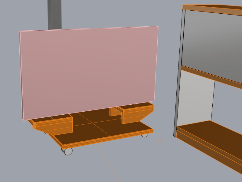 Vue 3D du meuble avec la tablette télé