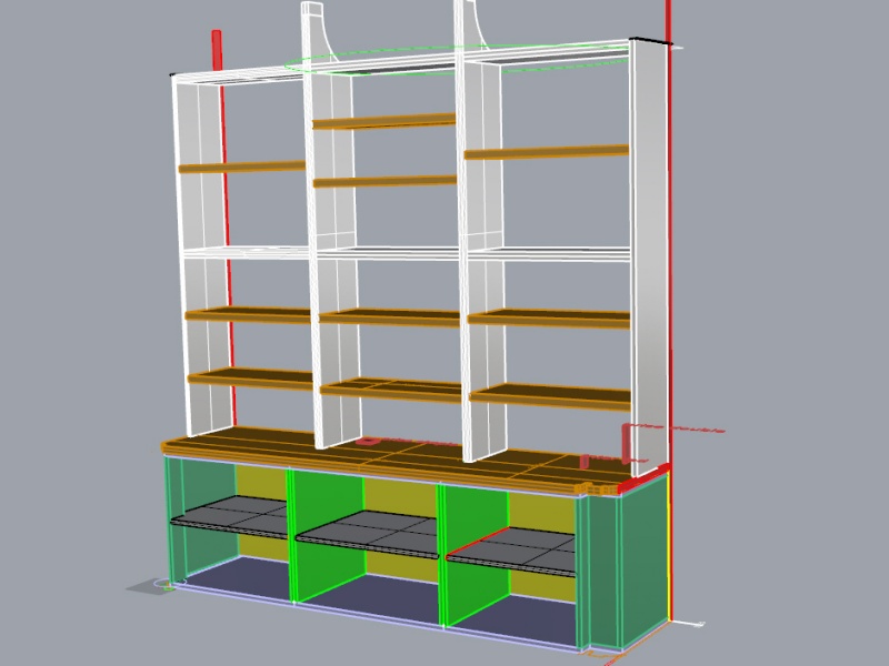 Vue 3D de la structure avec les tablettes.