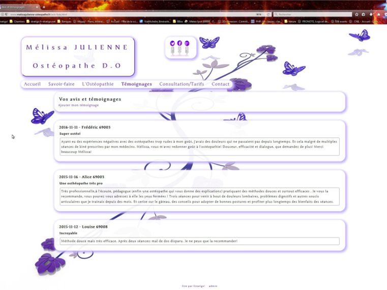 Ainsi, l'utilisation de base de données est limitée aux pages le nécessitant, pour pouvoir réagir sans webmaster et augmenter la vitesse du site.<br />Ici, affichage grand écran