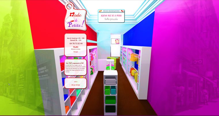 Une image 3D en fond reprenant la déco de la boutique suffit à donner un site fort et efficace!